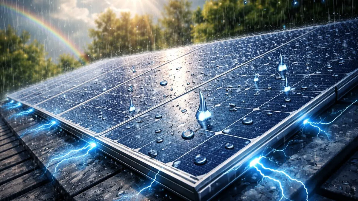 Hybrid Solar Panel Generates Electricity from Raindrops